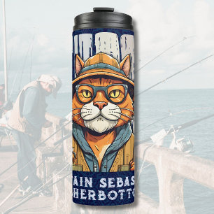 Custom Cool Cat Retirement Gifts for Fisherman Dad Thermal Tumbler