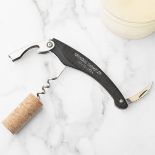 Custom Cool Classy Dark Grey Linen Texture Pattern Corkscrew