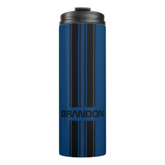 Custom Cool Dark Blue Black Auto Race Sport Stripe Thermal Tumbler
