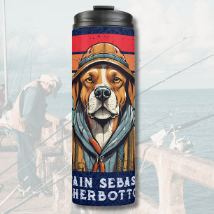 Custom Cool Dog Retirement Gifts for Fisherman Dad Thermal Tumbler