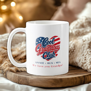 Custom "Cool Grandpas Club" Heart Patriotic Coffee Mug