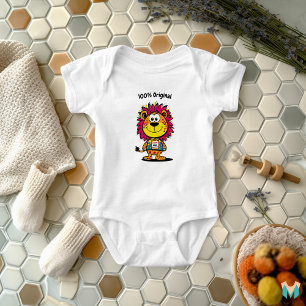 Custom Cool Lion with Name and Phone Tag Baby Bodysuit