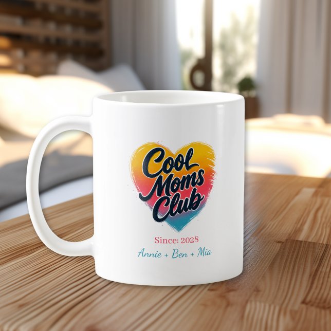 Custom "Cool Moms Club" Heart Coffee Mug (Custom "Cool Moms Club" Heart Coffee Mug)