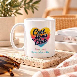 Custom "Cool Moms Club" Heart Coffee Mug