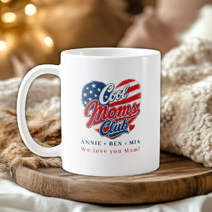 Custom "Cool Moms Club" Heart Patriotic Coffee Mug