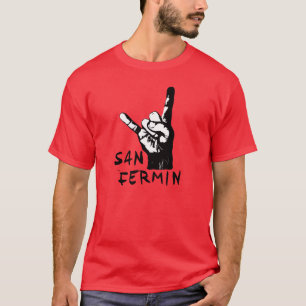 Custom, cool San Fermin rock fingers bull head: T-Shirt