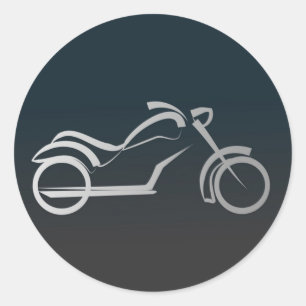 Custom Cool Silver Motorcycle Frame Black Classic Round Sticker