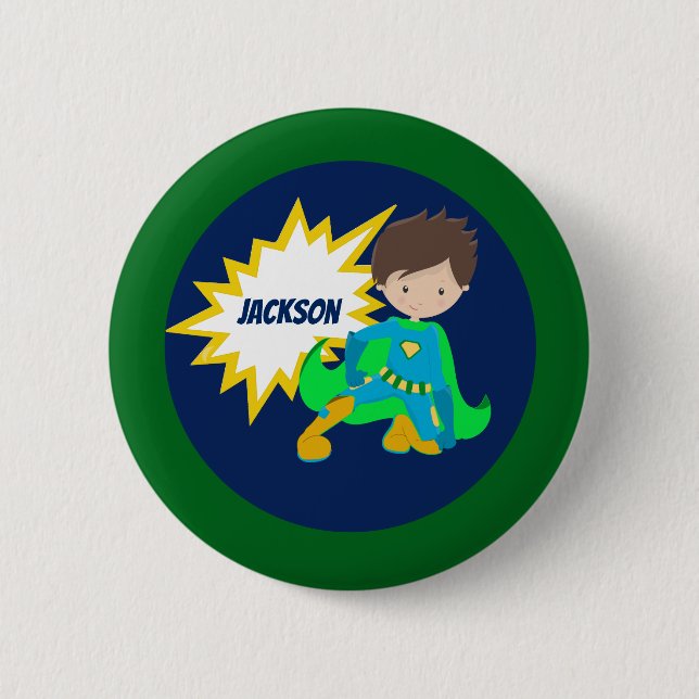 Custom Cool Superhero Kid Action Bubble 6 Cm Round Badge (Front)