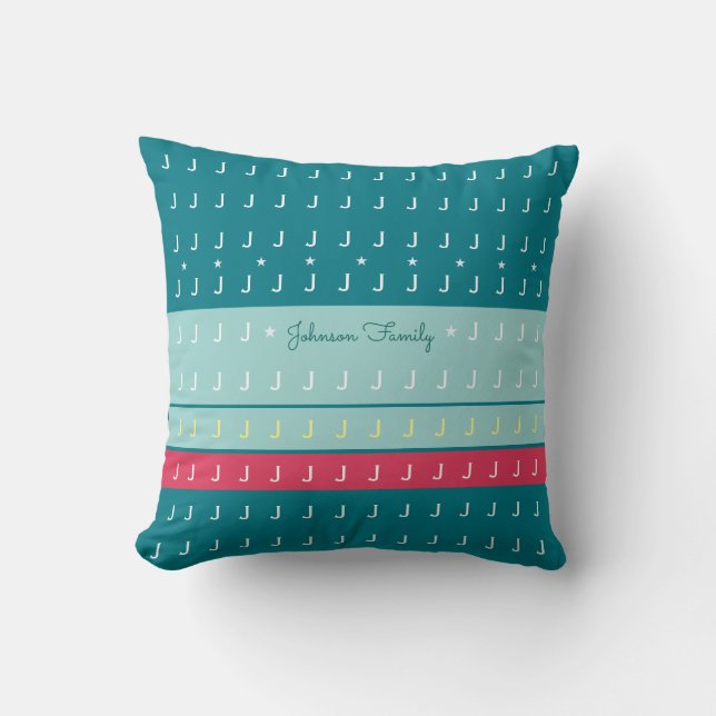 custom & cool typography pillow with stripes (Front)