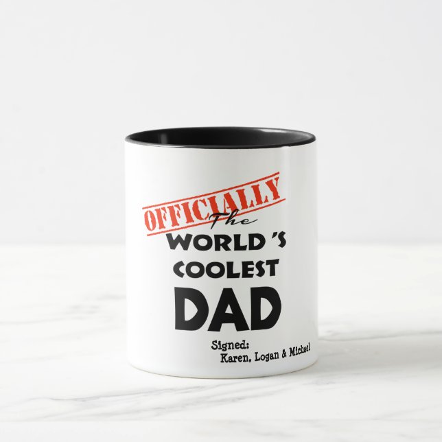 custom coolest dad Personalised gift for dad Mug (Center)