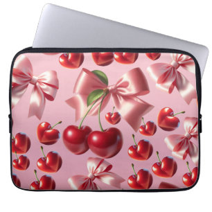 Custom Coquette Heart Bow Pattern  Laptop Sleeve
