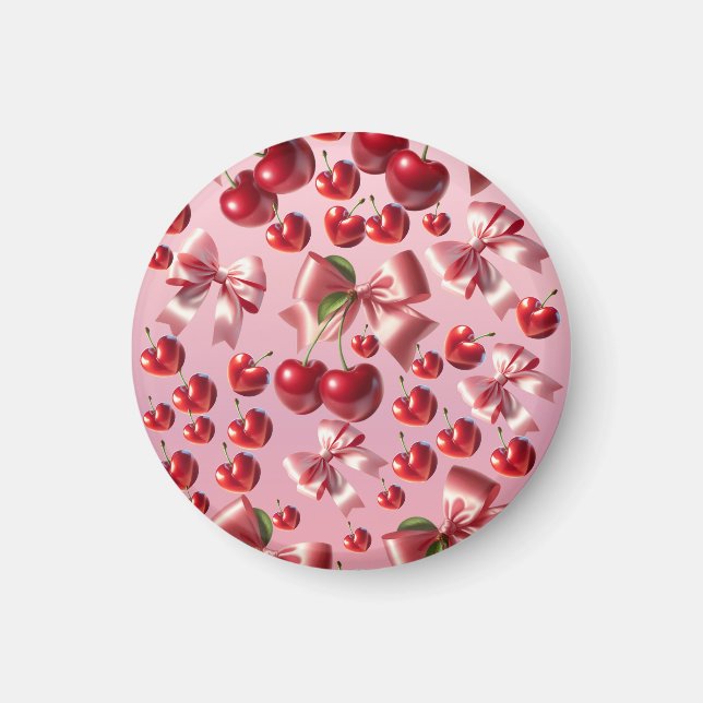 Custom Coquette Heart Bow Pattern Wrapping Paper Magnet (Front)