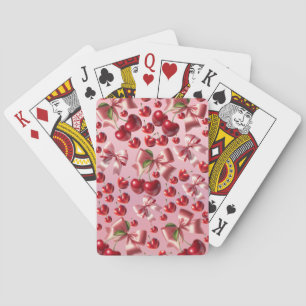 Custom Coquette Heart Cherry Bow Pattern Playing Cards