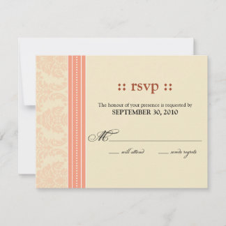 :custom: Coral/Cream Damask RSVP Card