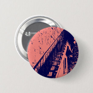 Custom Coral Navy Blue Stairs Button