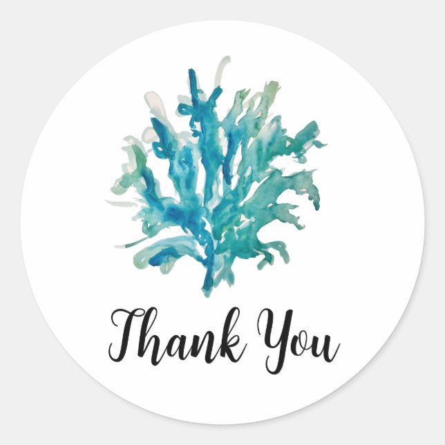 Custom Coral Reef Painting Thank You  Classic Round Sticker (Front)