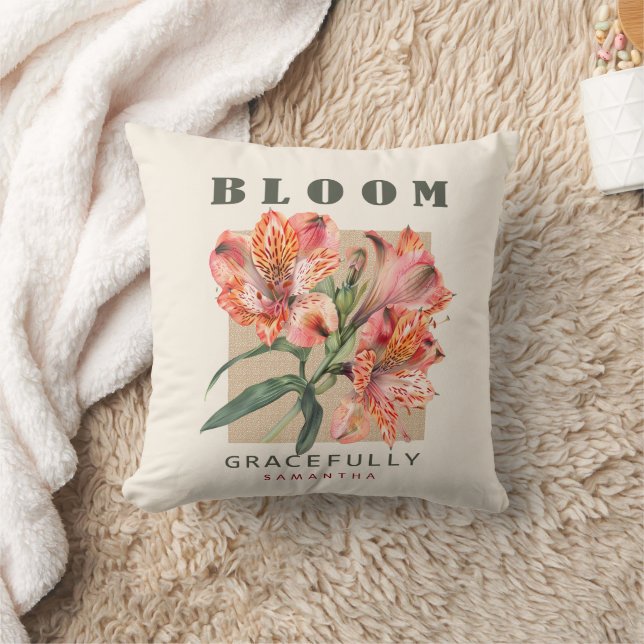 Custom coral summer Floral quote Cushion (Blanket)