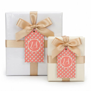 Custom Coral Thank You Gift tag with Pearl Details