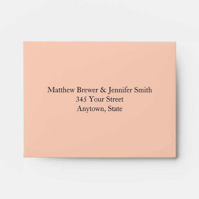 Custom Coral Wedding Envelopes w/ Printed Address (Front)
