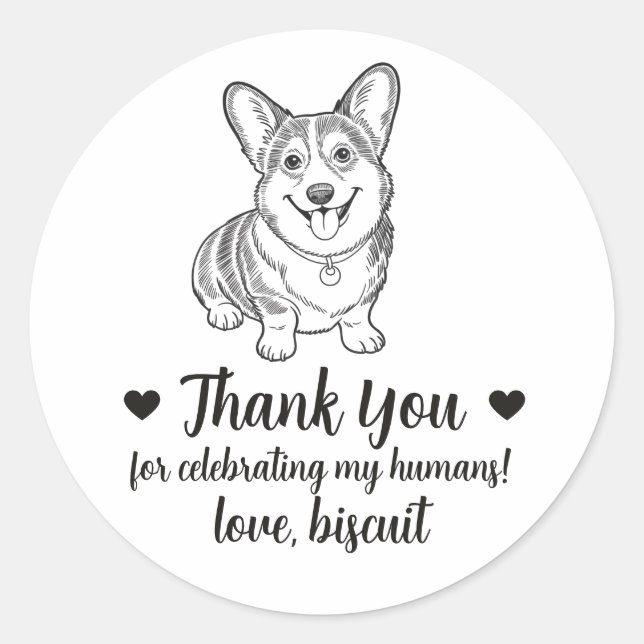 Custom Corgi Dog Wedding Favour Stickers (Front)
