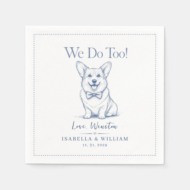 Custom Corgi Wedding Dog lover Pet Printable Gift Napkin (Front)