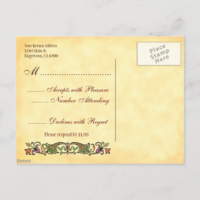 Custom Cornucopia Thanksgiving RSVP Postcard (Back)