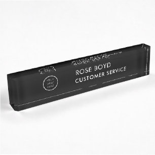 Custom Corporate Business Logo Black Acrylic Desk Nameplate