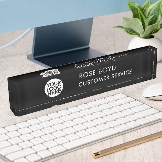 Custom Corporate Business Logo Black Acrylic Desk  Nameplate