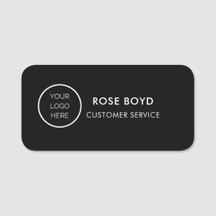 Custom Corporate Business Logo Black Employee Name Tag