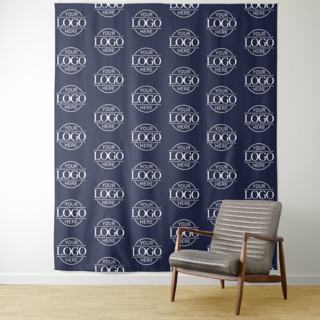 Custom Corporate Business Logo Pattern Backdrop Tapestry (In Situ)