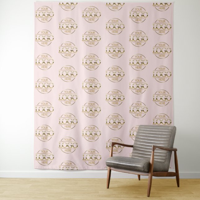 Custom Corporate Business Logo Pattern Backdrop Tapestry (In Situ)