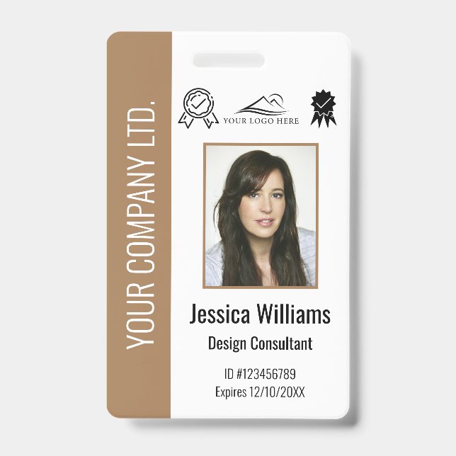 Custom Corporate Certified Employee Brown ID Badge (Front)