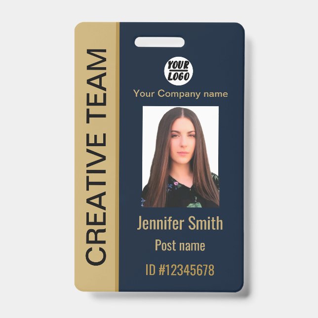 custom Corporate Employee ,Name ,Blue ID ,Bar Code Badge (Front)