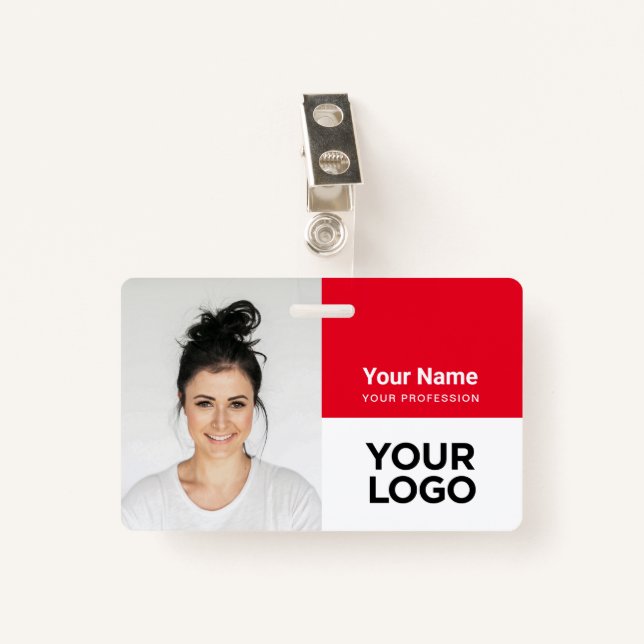 Custom Corporate Employee Photo Logo Name ID Badge (Front with Clip)