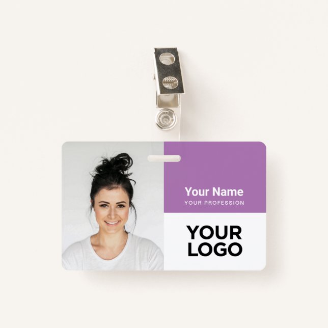 Custom Corporate Employee Photo Logo Name ID Badge (Front with Clip)
