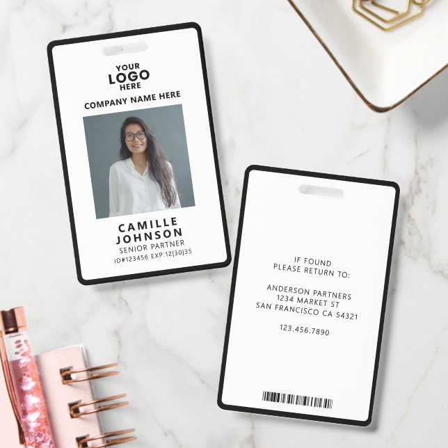 Custom Corporate Employee Staff Photo ID Barcode Badge (Office)