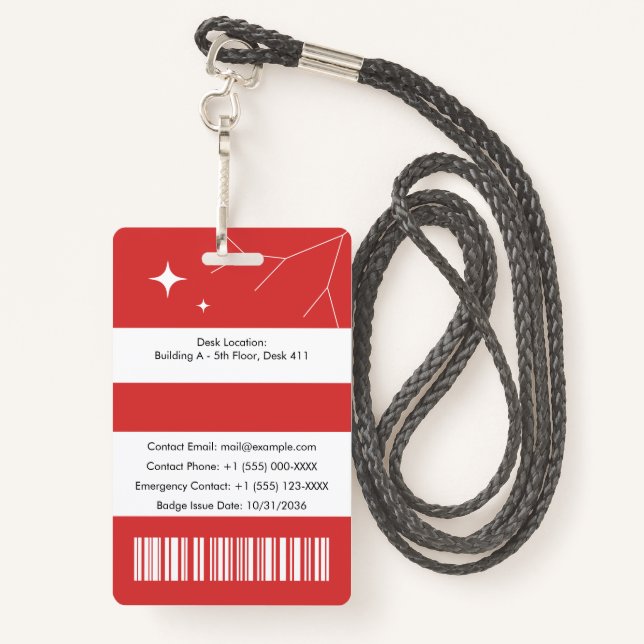 Custom corporate ID badge with barcode (Back with Lanyard)