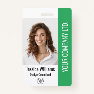 Custom  Corporate Large Employee Photo Green ID ID Badge