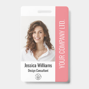 Custom  Corporate Large Employee Photo Pink ID  Badge