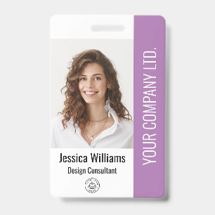 Custom  Corporate Large Employee Photo Purple ID  Badge
