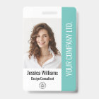 Custom Corporate Large Employee Photo Teal ID
