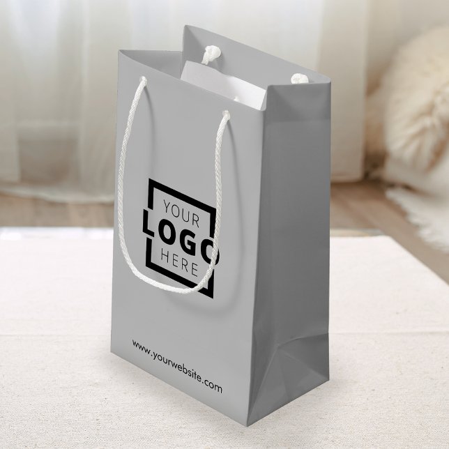Custom Corporate Logo Business Promotional Grey Small Gift Bag (Creator Uploaded)