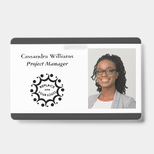 Custom Corporate Logo & Headshot Dark Grey ID Badge