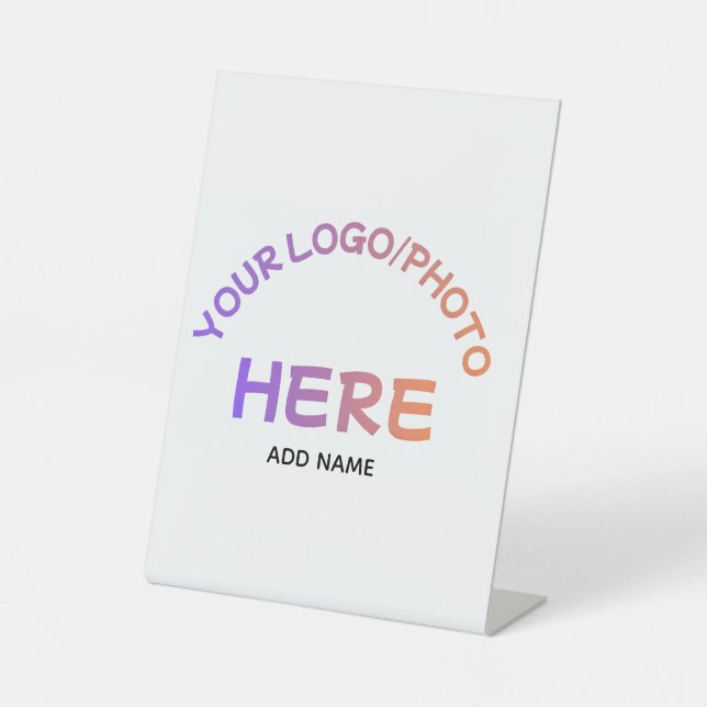 Custom Corporate Logo Name Tabletop Pedestal Sign (Front)