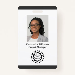 Custom Corporate Logo & Photo Employee Dark Grey ID Badge