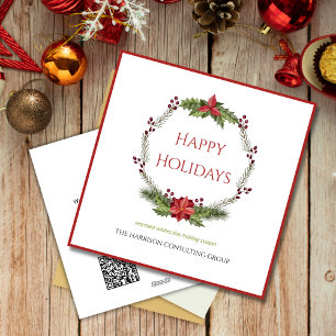Custom Corporate Logo QR Code Christmas Wreath  Holiday Card