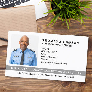 Custom Correctional Officer Photo Prison Guard Business Card