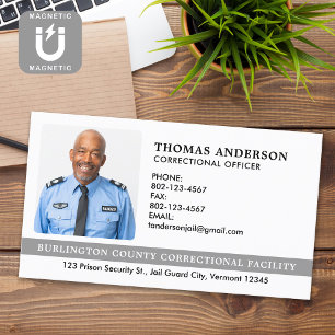 Custom Correctional Officer Photo Prison Guard Magnetic Business Card