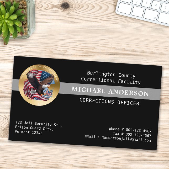 Custom Corrections Officer Parole Police Logo Business Card (Creator Uploaded)