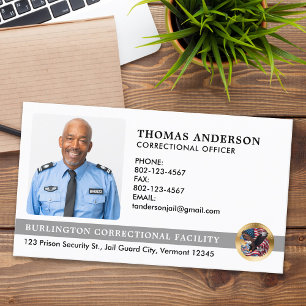 Custom Corrections Officer Photo Jail Prison Logo Business Card